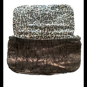 True Vintage Lingerie Jewelry Pouch Travel Bag Brown Satin Animal Print